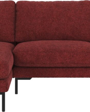 Chaiselongsofa Rowico Corwin Venstrevendt Loungesofa   Dyb Rød Anna   Polyester Med Sorte Pulverlakerede Metalben