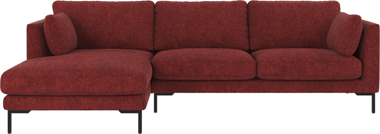 Chaiselongsofa Rowico Corwin Venstrevendt Loungesofa   Dyb Rød Anna   Polyester Med Sorte Pulverlakerede Metalben
