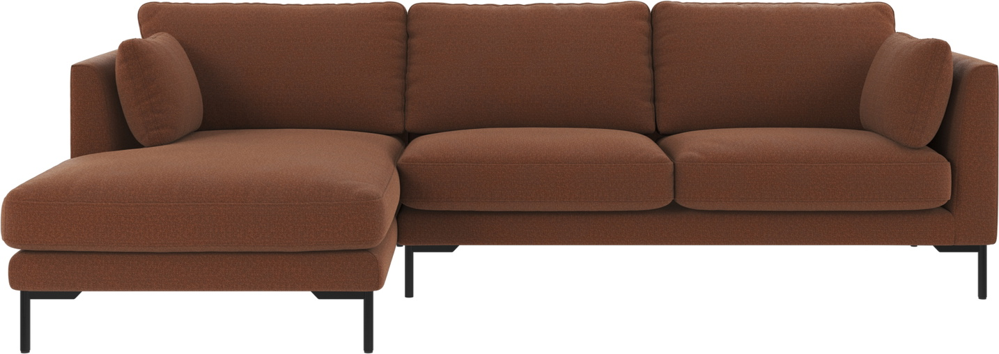 Chaiselongsofa Rowico Corwin Venstrevendt  Rødbrun Rita 96 Stof Med Sort Metalben  270x160 Cm