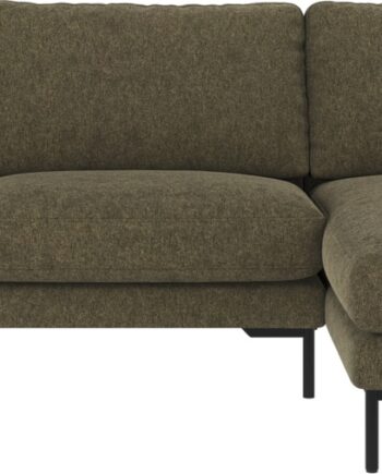 Chaiselongsofa Rowico Corwin    -personers Højrevendt   Grøn Brenda 77 Polyester Med Sorte Metalben