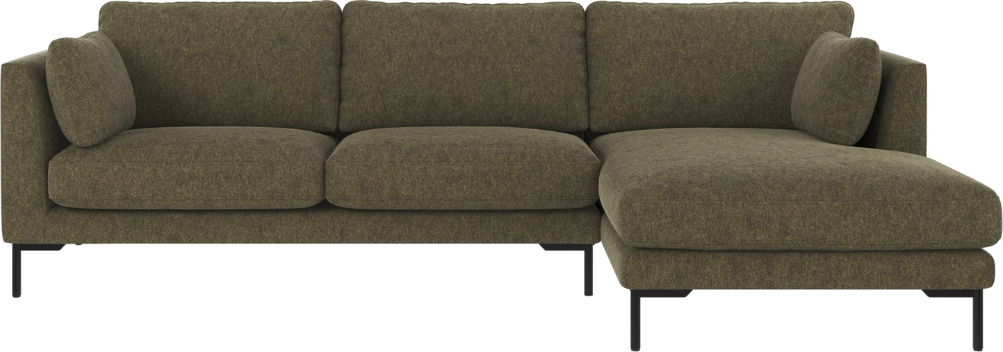 Chaiselongsofa Rowico Corwin    -personers Højrevendt   Grøn Brenda 77 Polyester Med Sorte Metalben