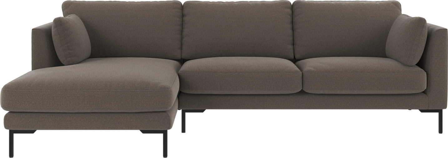 Chaiselongsofa Venstrevendt Rowico Corwin   Mellemgrå Rita 108 Stof Med Sortlakerede Metalben B270   D160 Cm