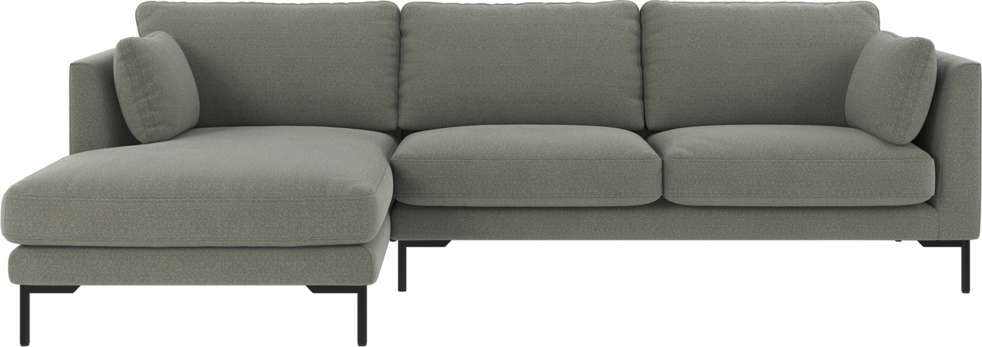 Chaiselongsofa Venstrevendt Rowico Corwin Rita 158 Grøn Polyester Med Sortlakeret Metalstel B270   D160 Cm