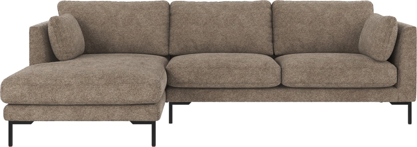 Chaiselongsofa Venstrevendt Rowico Corwin 270x160 Cm Mørk Beige Anna   Stof  Sort Pulverlakeret Stel