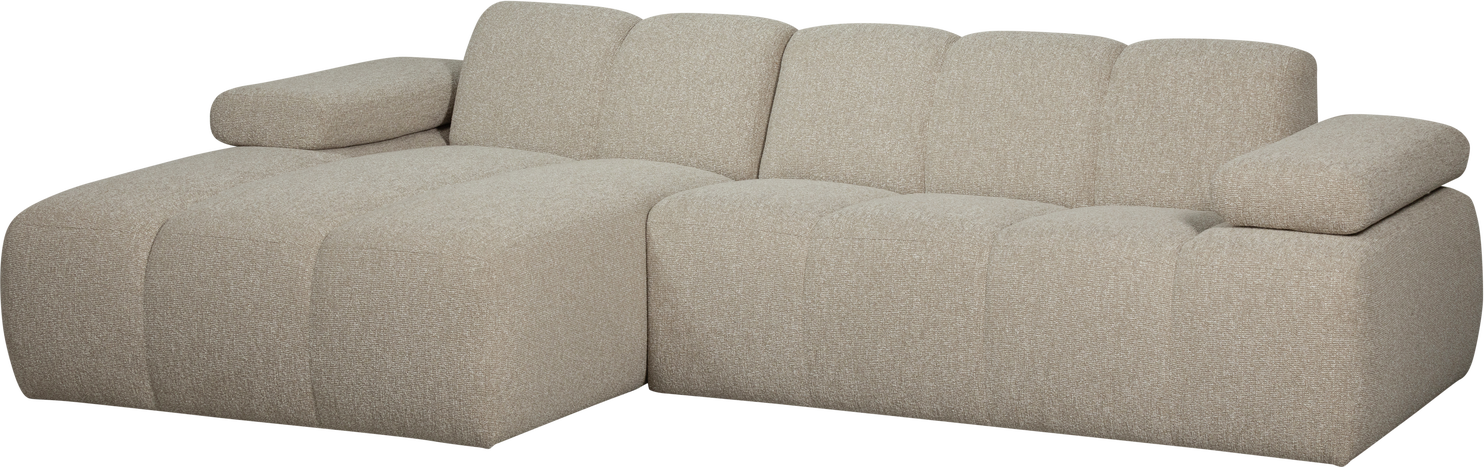 Chaiselongsofa Woood Mojo   -personers Med Venstrevendt Chaiselong  Beige Bouclé  Justerbare Armlæn  B284   D160 Cm  100  Polyester