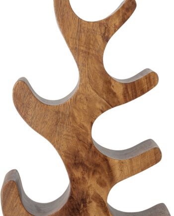 Creative Collection Vinreol Barbel   Akacietræ Natur Organisk Håndlavet Vinholder Med Skulpturelt Design