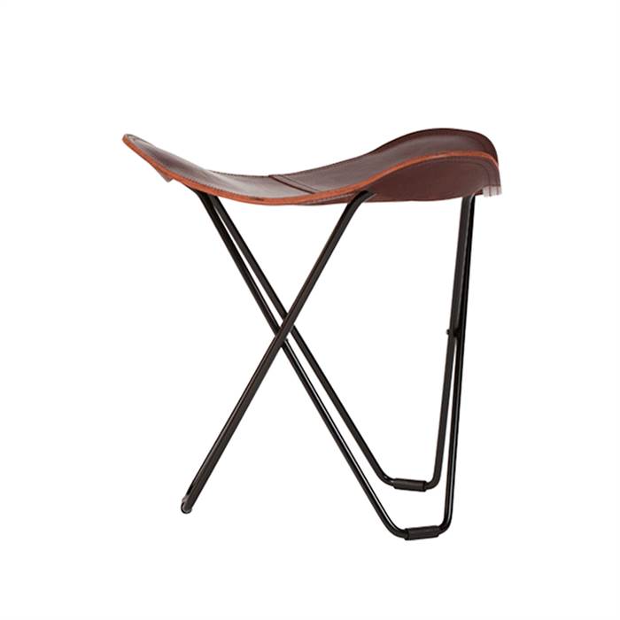 Cuero Pampa Flying Goose Taburet Sort Stel Chocolate  : Erling Christensen Møbler