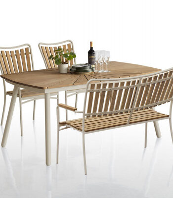 Daneline Eva Teak Havemøbelsæt   Bænk   Stole 90x160 Cm Latte