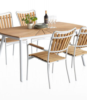 Daneline Eva Teak Havemøbelsæt     Stole 90x160 Cm Hvid