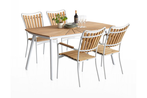 Daneline Eva Teak Havemøbelsæt Stole 90x160 Cm Hvid