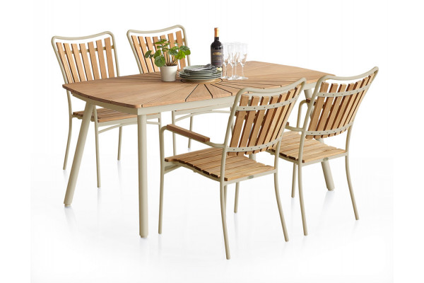 Daneline Eva Teak Havemøbelsæt Stole 90x160 Cm Latte