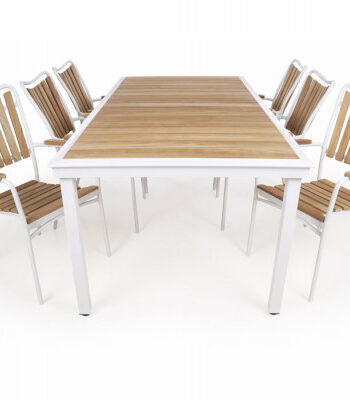 Daneline Eva Teak Havemøbelsæt 102x219 Cm Hvid