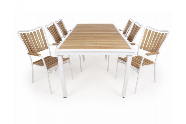 Daneline Eva Teak Havemøbelsæt 102x219 Cm Hvid