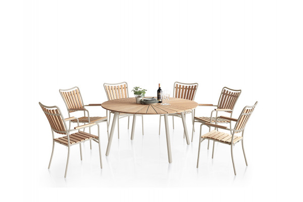 Daneline Eva Teak Havemøbelsæt ø150 Cm Latte