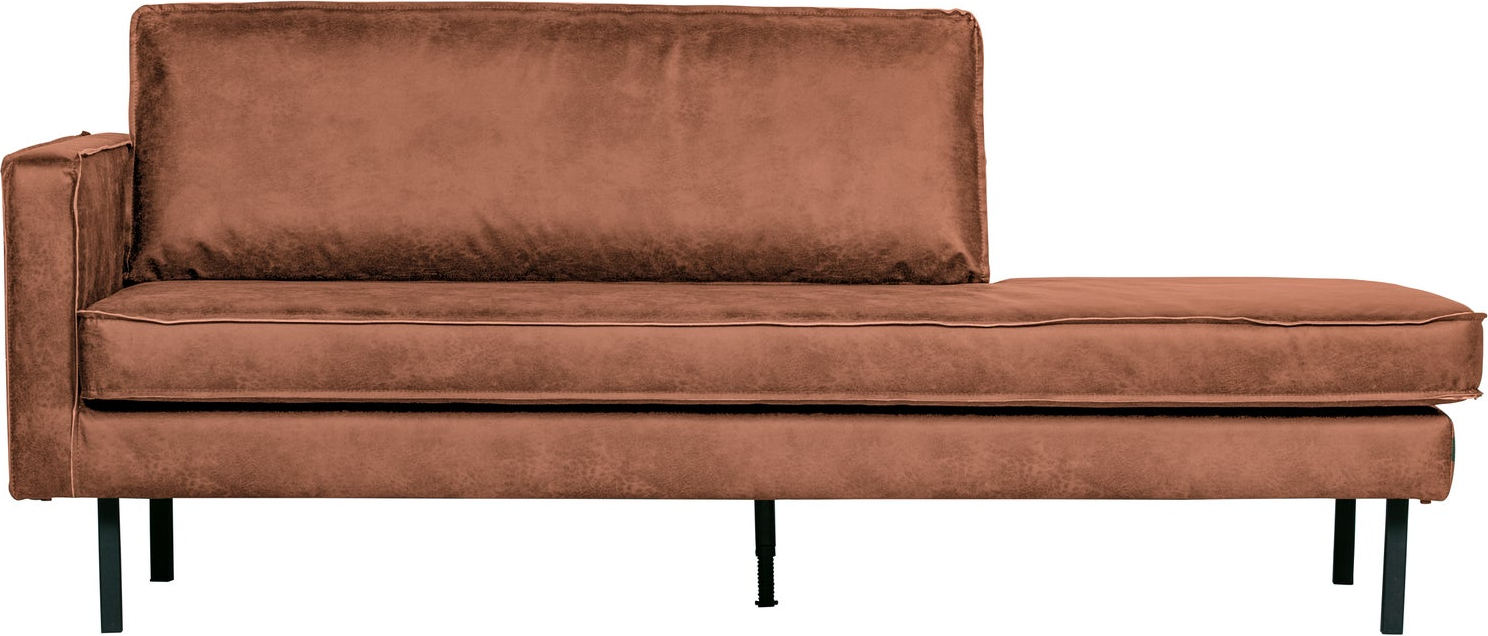 Daybed Chaiselong Woood Rodeo Venstrevendt 203 Cm Cognac Ecoleather Med Metalstel