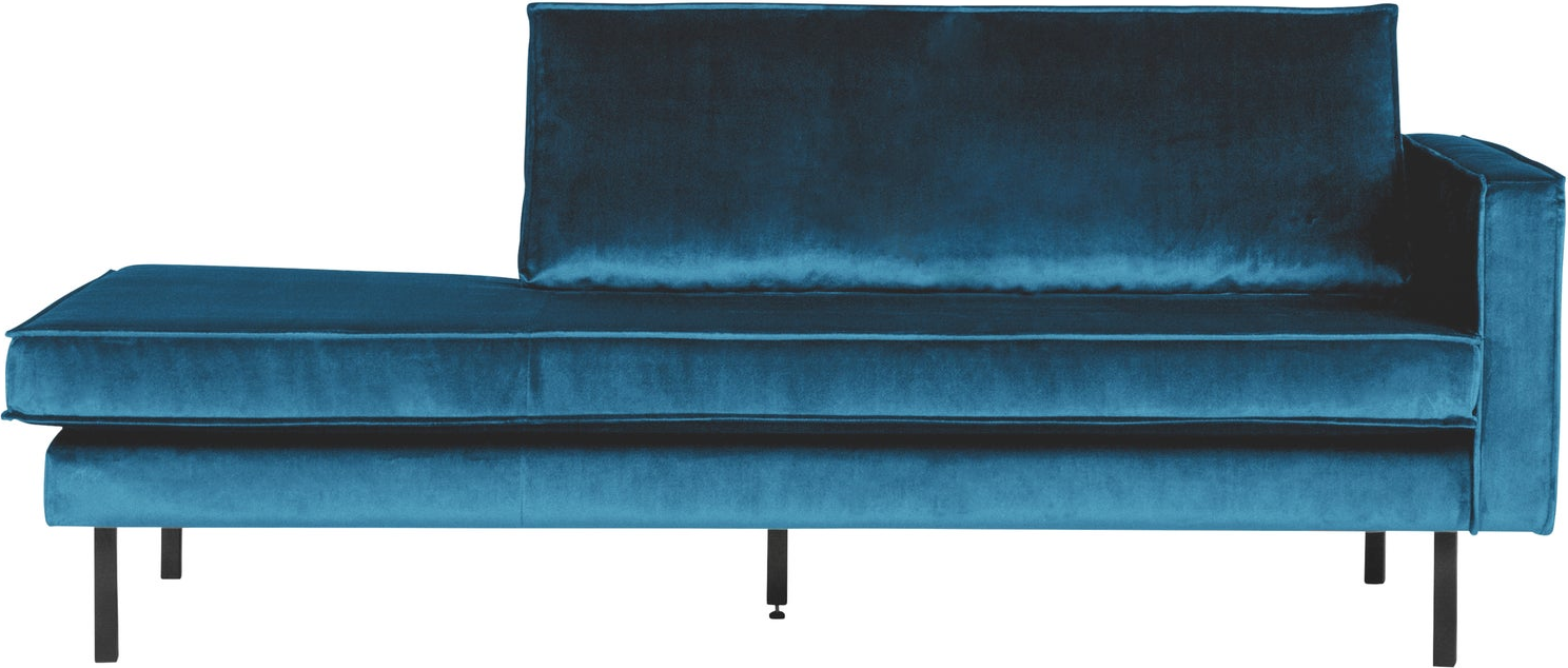 Daybed Loungesofa Woood Rodeo Blå Velour 203x86 Cm Højrevendt Fast Sæde