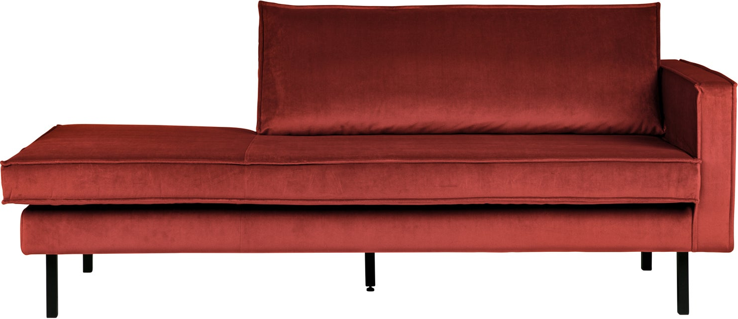 Daybed Woood Rodeo Højrevendt Kastanjebrun Velour Slanke Metalben