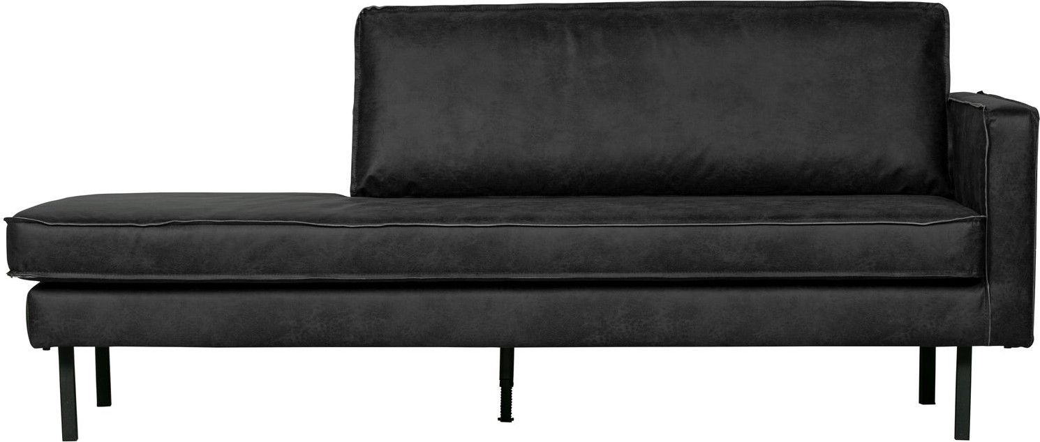 Daybed Woood Rodeo Højrevendt Sort Ecoleather Læderlook Metalben 203 86 Cm