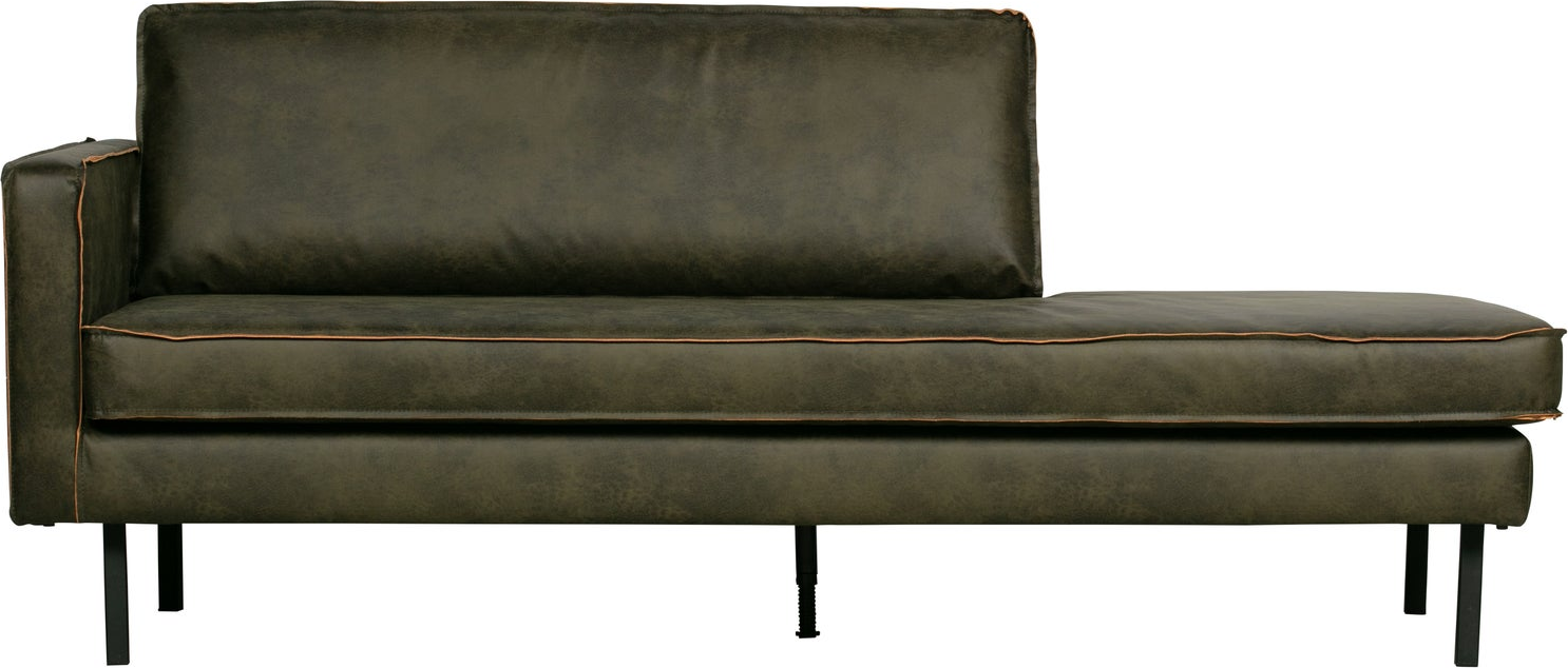 Daybed Woood Rodeo Loungemøbel Armygrøn Kunstlæder Ecoleather Venstrevendt H85 B203 D86 Cm