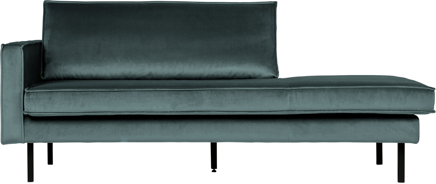 Daybed Woood Rodeo Venstrevendt 203 Cm Dyb Blå Fløjl Velour Med Metalben Fast Siddekomfort