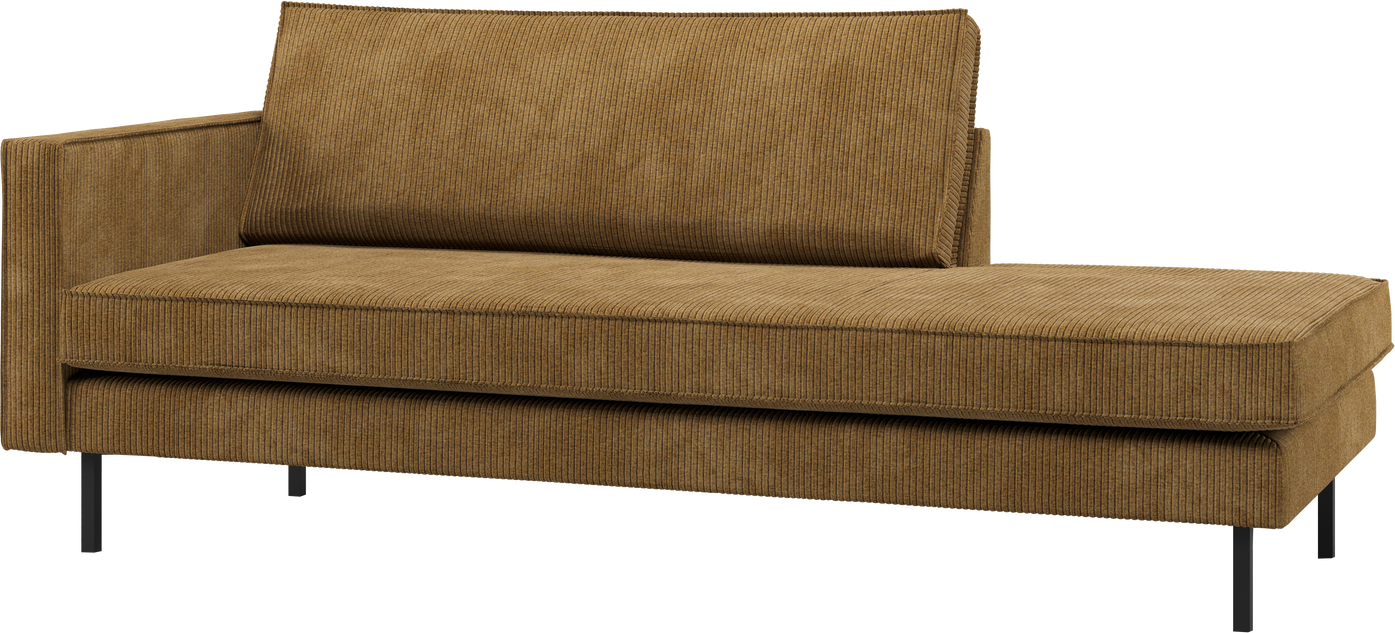 Daybed Woood Rodeo Venstrevendt Honninggul Ribstof 203x86 Cm Fast Siddekomfort