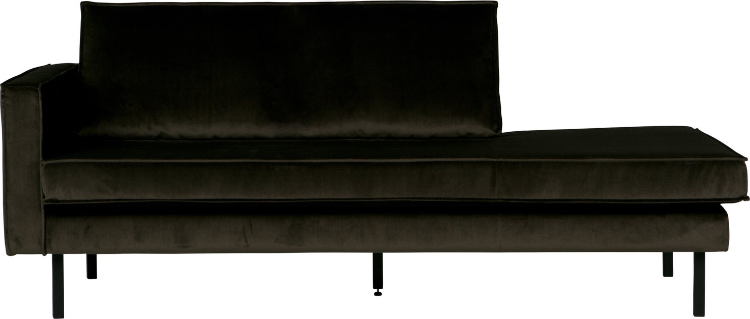 Daybed Woood Rodeo Venstrevendt Mørkegrøn Velour Loungeseng 203x86x85 Cm