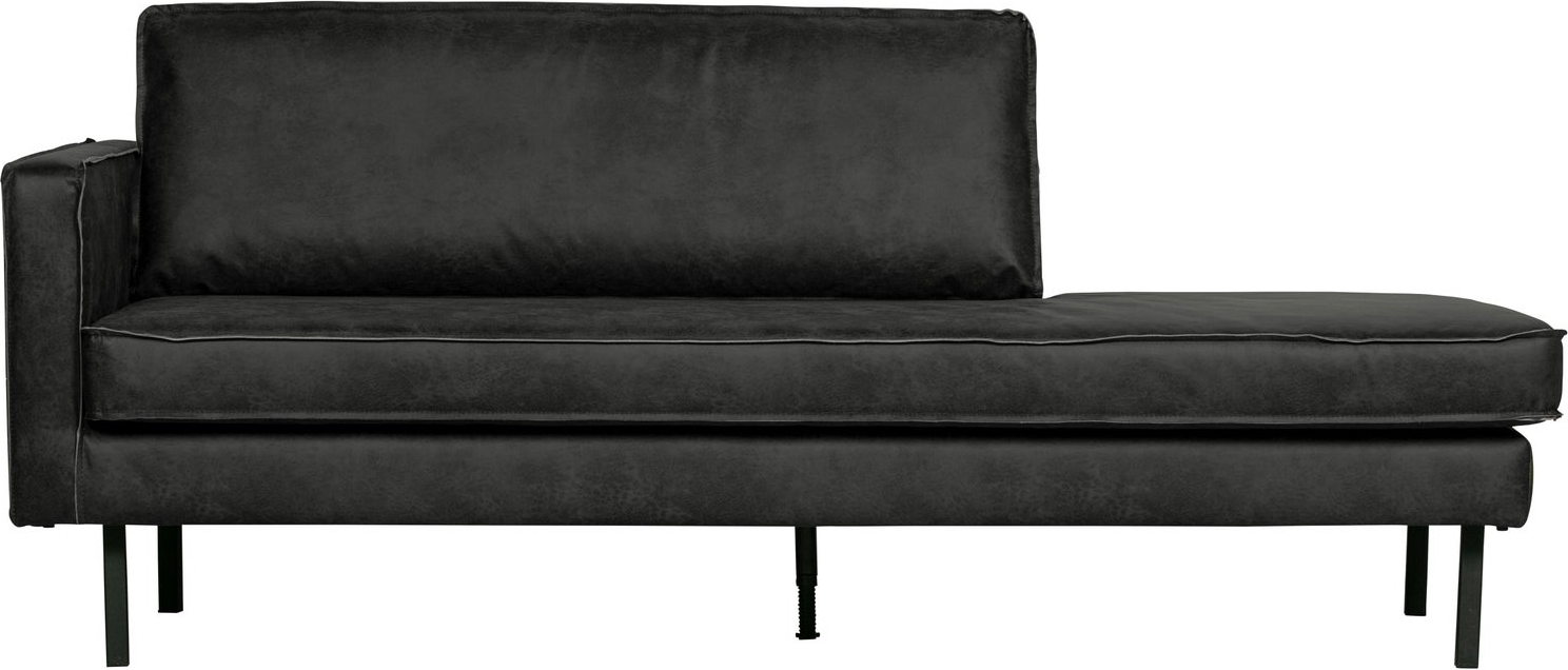 Daybed Woood Rodeo Venstrevendt Sort Ecoleather 203 Cm Fast Siddekomfort