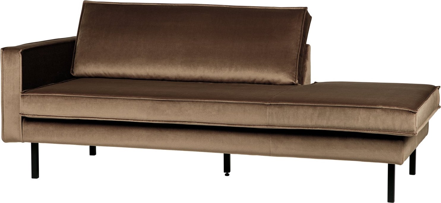 Daybed Woood Rodeo Venstrevendt 203x86 Cm Taupe Jarra-velour Metalstel