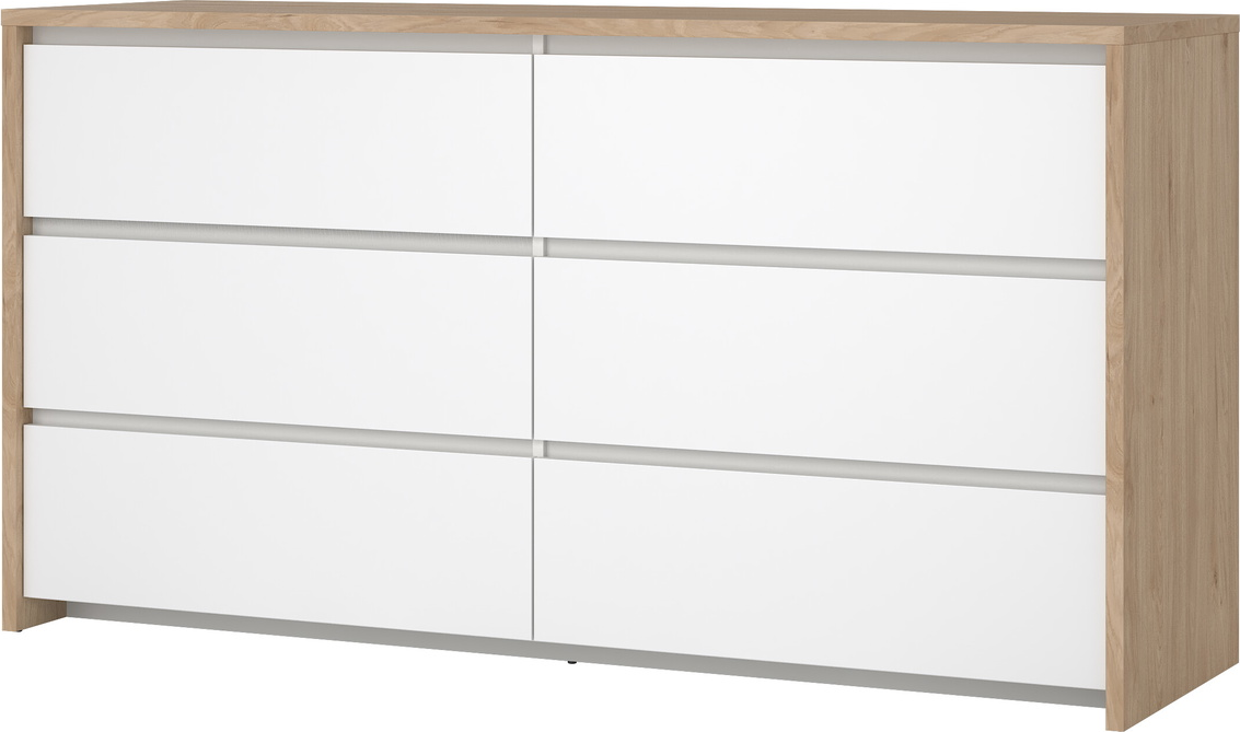 Dobbelt Kommode Vesterholm Next Skuffer Jackson Hickory Hvid Højglans B157ã H84ã D48 Cm Fsc