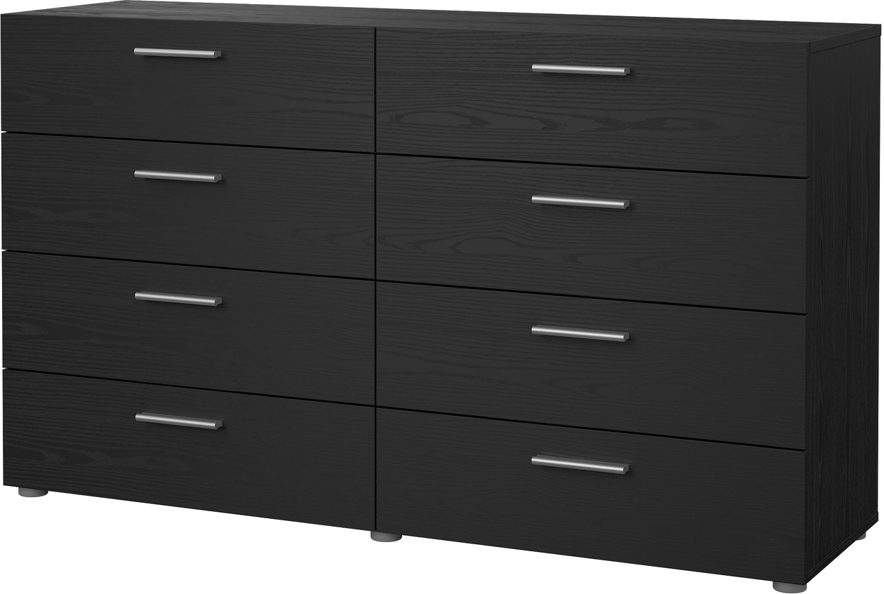 Dobbelt Kommode Vesterholm Pepe Skuffer Sort Træstruktur Fsc Spånplade B140 D40 H82 Cm