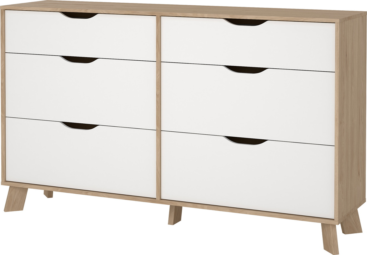 Dobbeltkommode Vesterholm Ikast     Skuffer  Jackson Hickory Hvid  B155ã D39 8ã H92   Cm