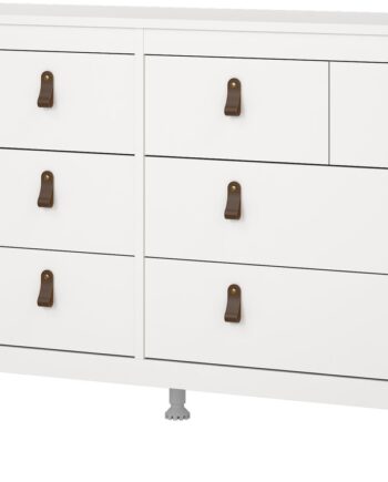 Dobbeltkommode Vesterholm Lunor Hvid   Skuffer Fsc Spånplade B159 6xd38 4xh79   Cm Med Lædergreb