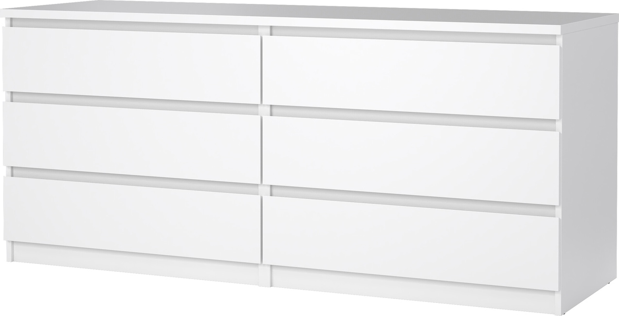 Dobbeltkommode Vesterholm Naia Hvid Højglans    Skuffer  Håndtagsfri  Vægmonteret  H68ã B153 8ã D50 Cm
