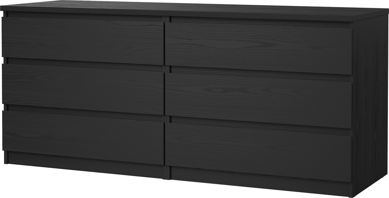 Dobbeltkommode Vesterholm Naia  Sort Træstruktur    Skuffer  Vægmonteret  Fsc-certificeret  H68   B153     D50 Cm