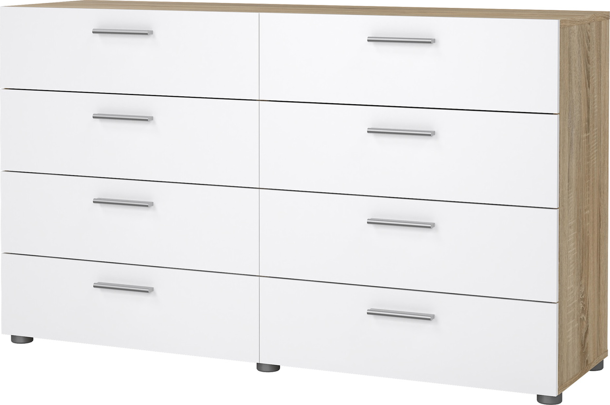 Dobbeltkommode Vesterholm Pepe    Skuffer  Natur Egetræ Og Hvid Højglans  B140 H82 D40 Cm  Fsc