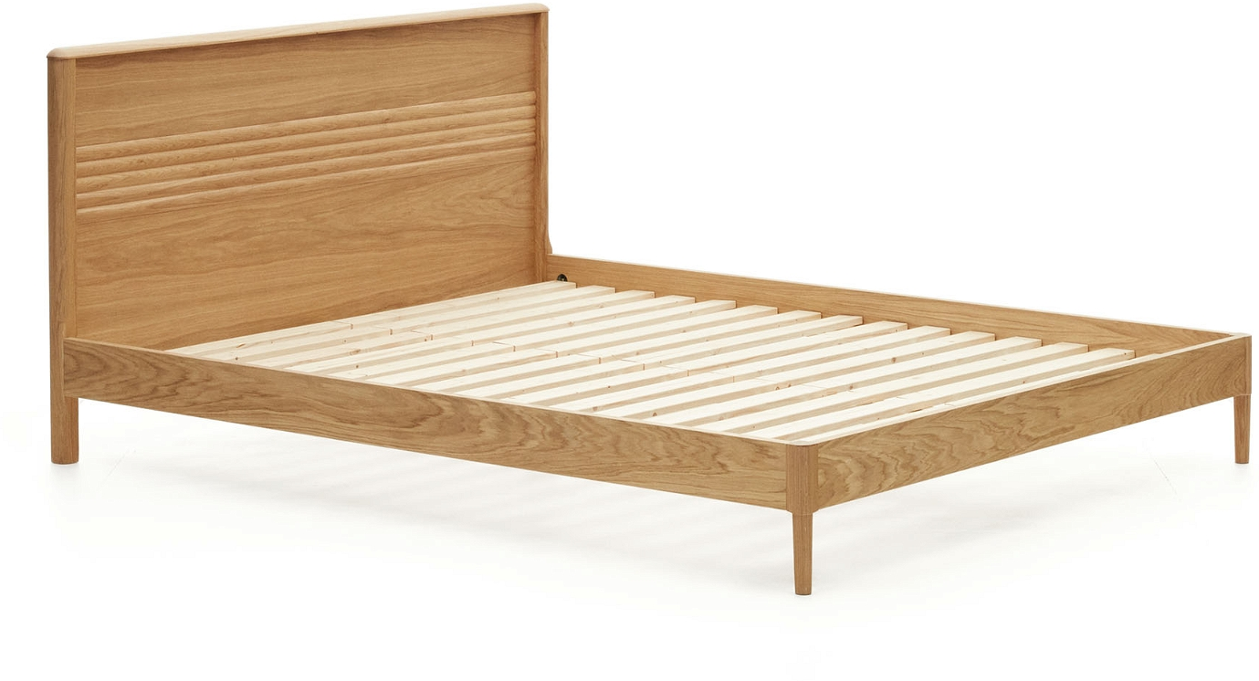 Dobbeltseng Kave Home Lenon 180x200 Cm Natur Egetræ Nordisk Stil