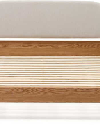 Dobbeltseng Kave Home Octavia   Polstret Hovedgærde  17 Lameller  Nordisk Design Beige Med Justerbare Ben
