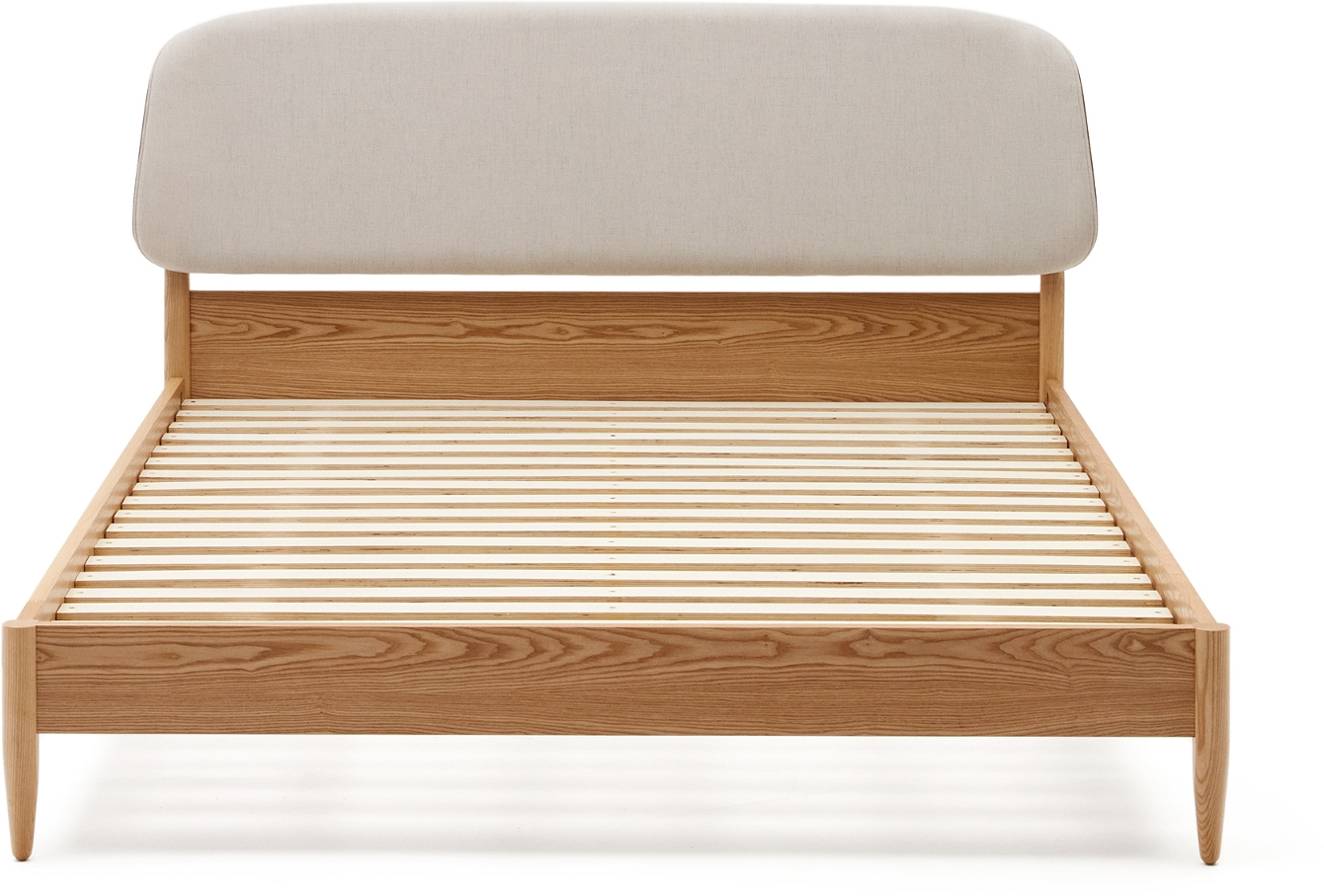 Dobbeltseng Kave Home Octavia 175x206 Cm Beige Polstret Hovedgærde Nordisk Design