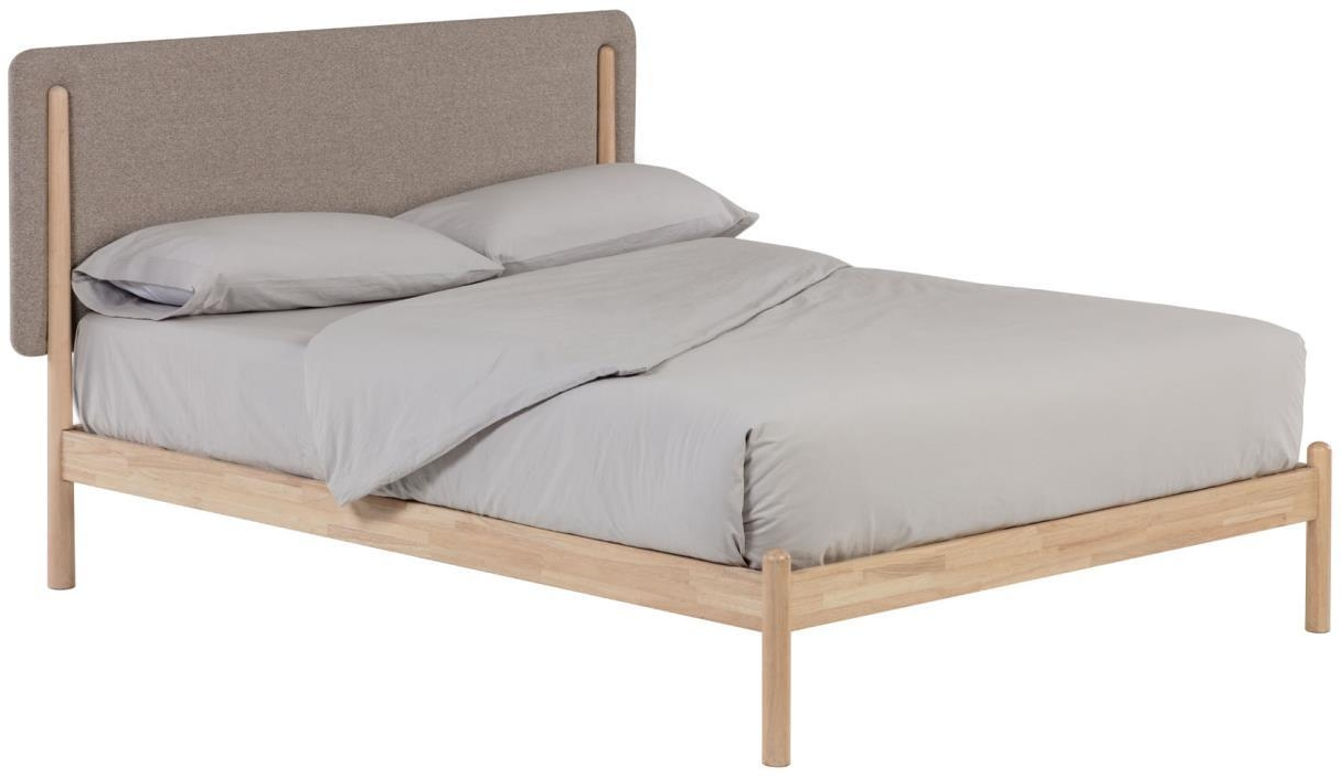 Dobbeltseng Kave Home Shayndel 160x190 Cm Grå Polstret Hovedgærde Nordisk Stil