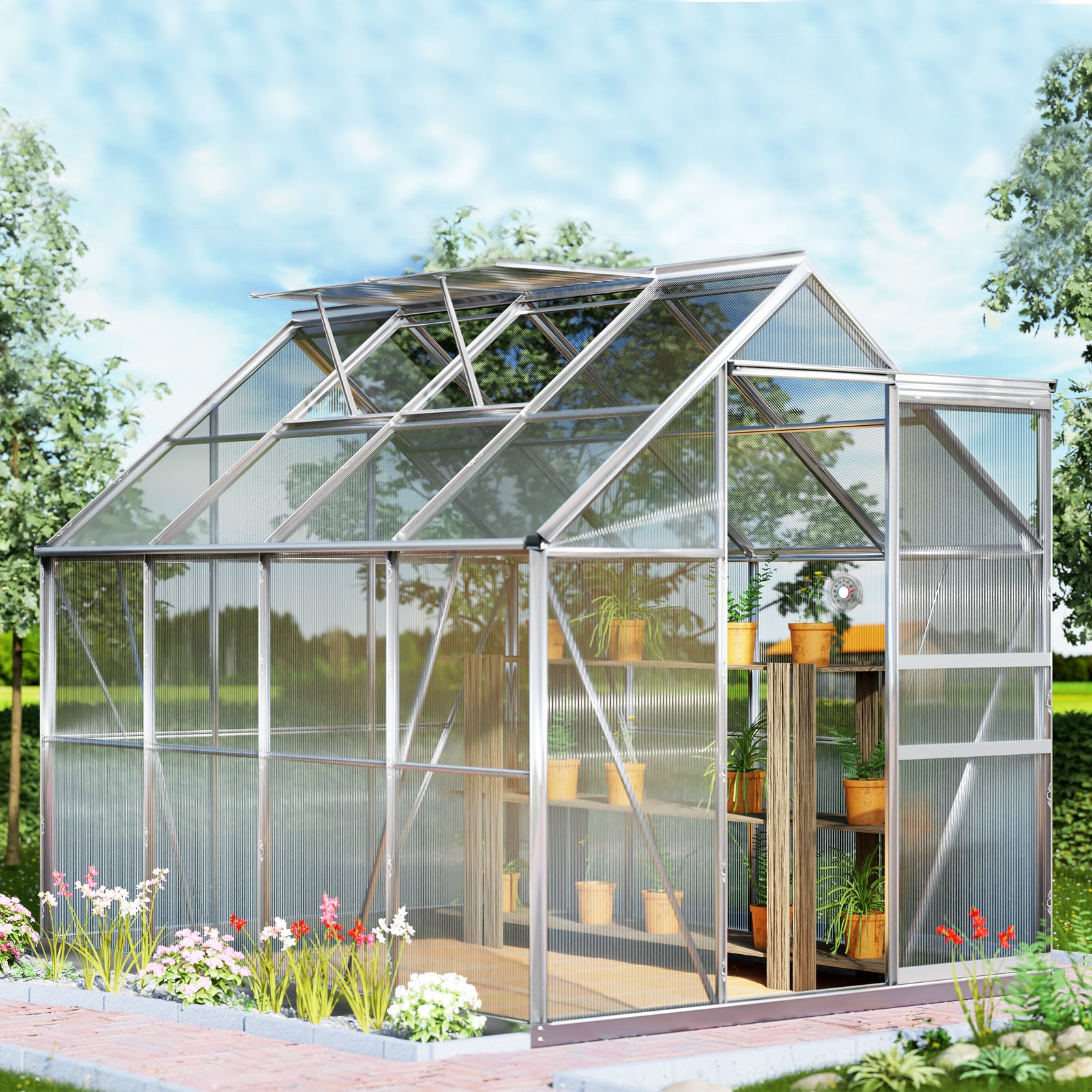 Drivhus   Aluminium 250x190x195cm Med Fundament