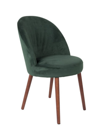 Dutchbone Barbara Spisebordsstol Grøn Polyester Stof Og Brun Bøgetræ