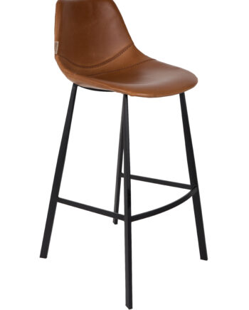 Dutchbone Franky Barstol     Ryglæn Og Fodstøtte Brun Pu Og Sort Stål  80cm