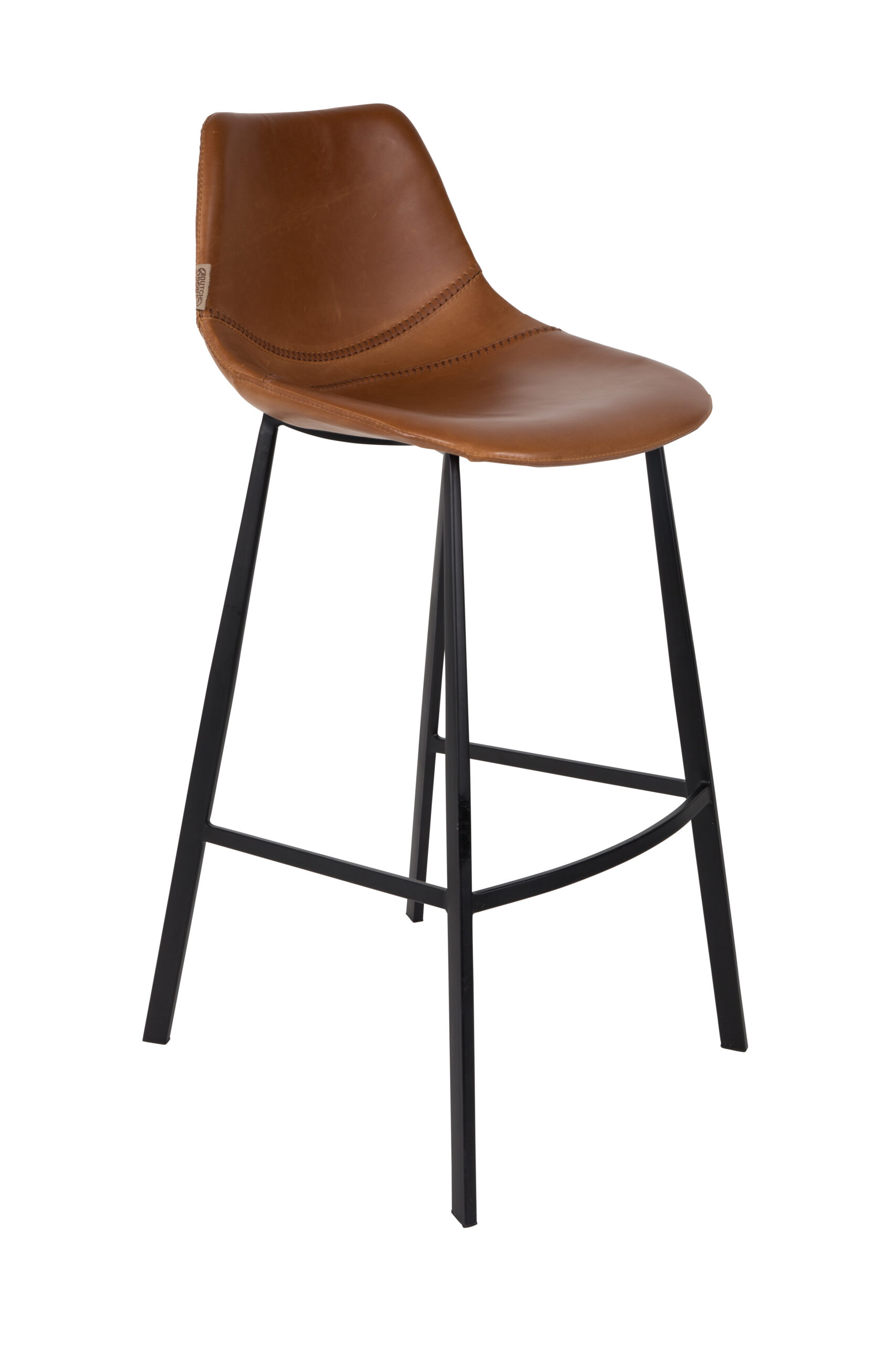 Dutchbone Franky Barstol Ryglæn Og Fodstøtte Brun Pu Og Sort Stål 80cm