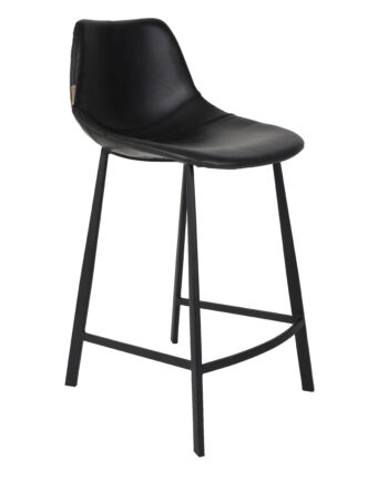 Dutchbone Franky Barstol     Ryglæn Og Fodstøtte Sort Pu Og Sort Stål  65cm