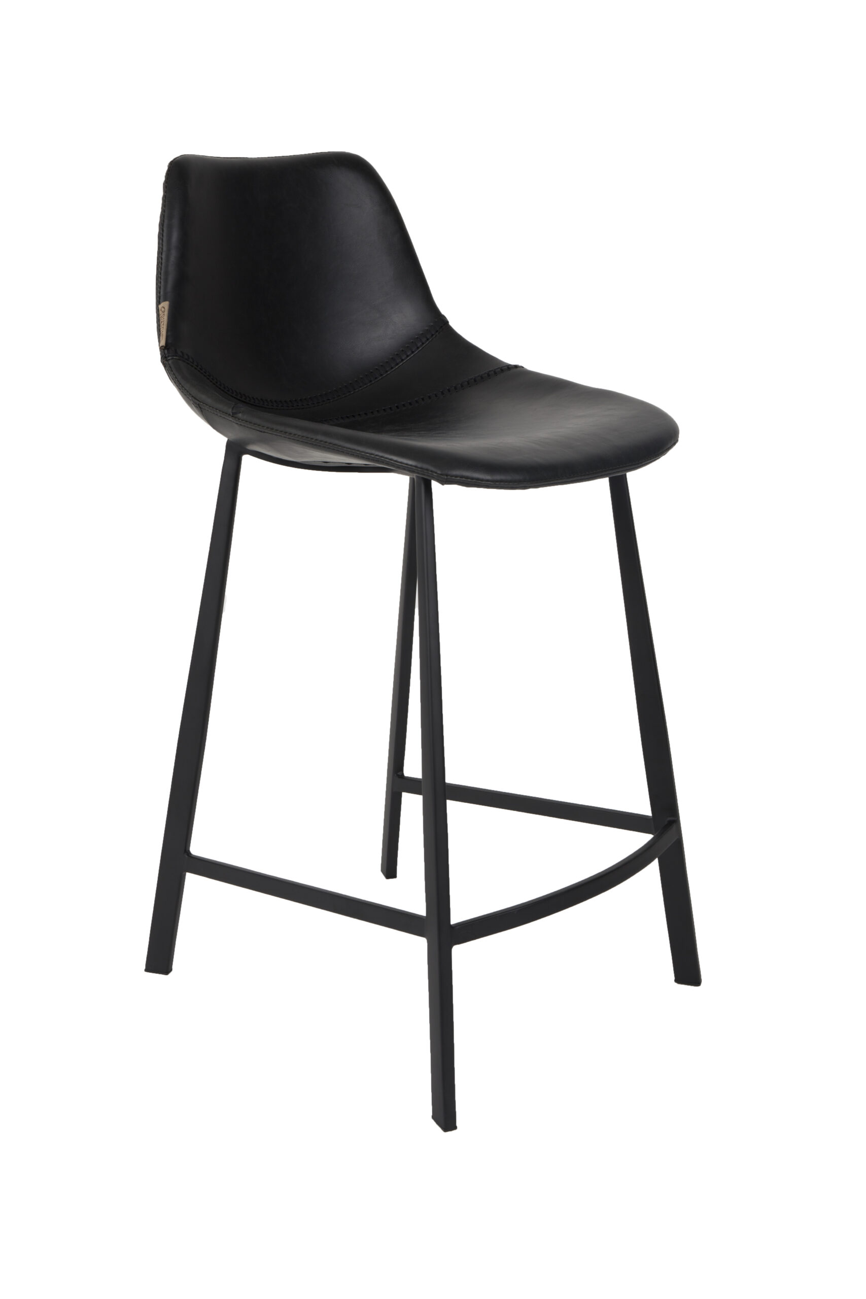 Dutchbone Franky Barstol Ryglæn Og Fodstøtte Sort Pu Og Sort Stål 65cm