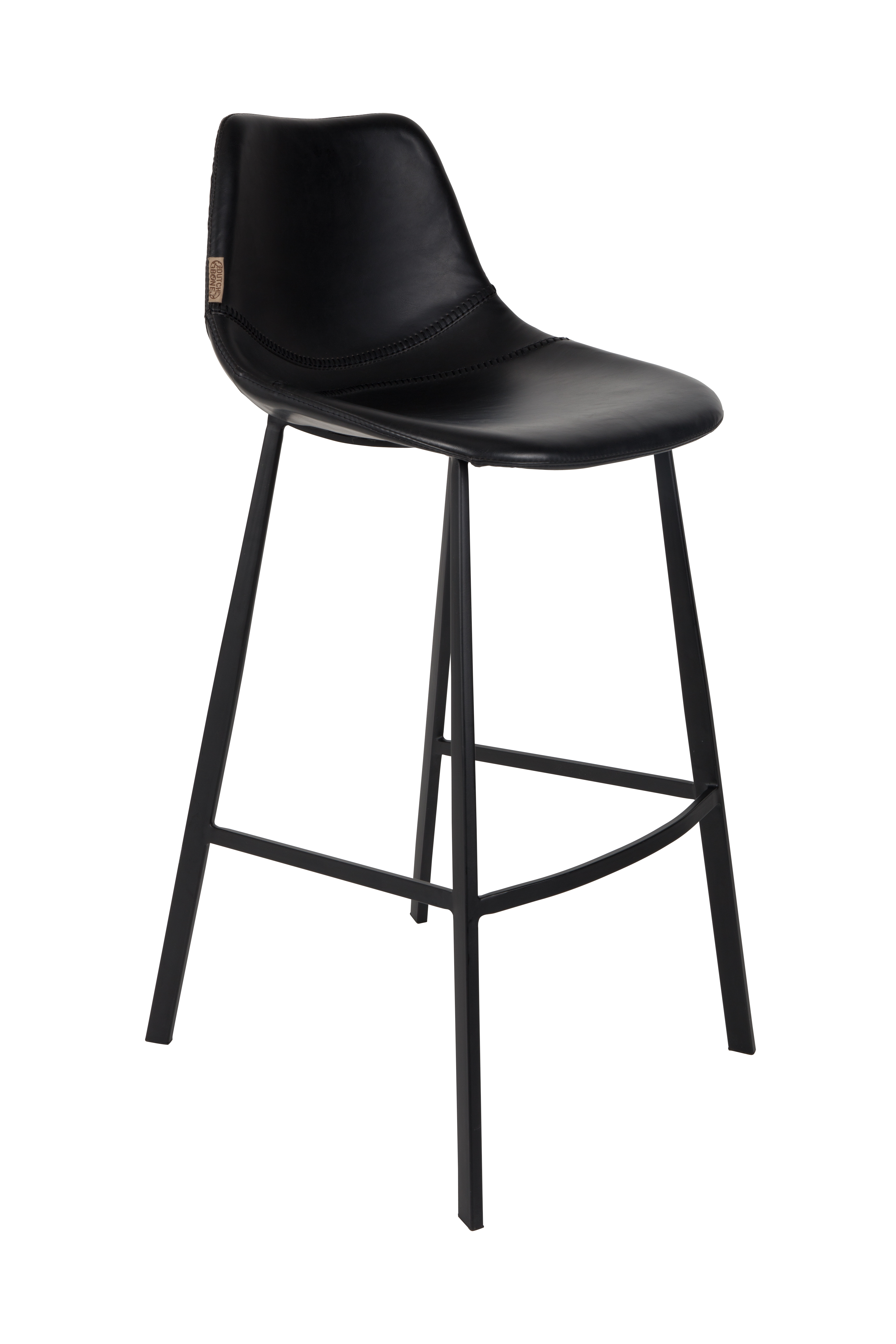 Dutchbone Franky Barstol     Ryglæn Og Fodstøtte Sort Pu Og Sort Stål  80cm