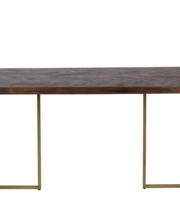 Dutchbone Klasse Spisebord  Sildeben  Rektangulær Brun Træ Og Guld Stål  180x90