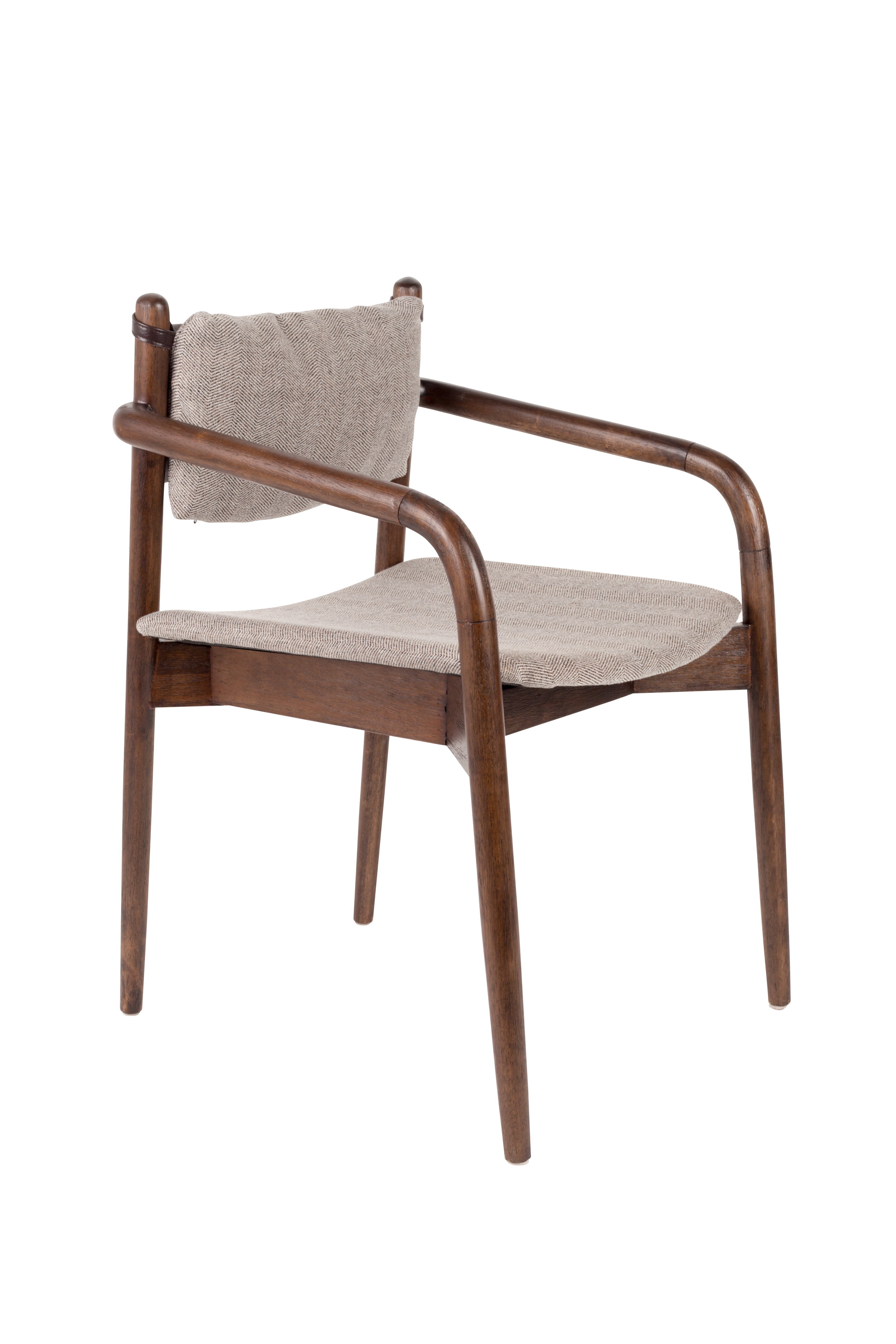 Dutchbone Torrance Spisebordsstol     Armlæn Brun Polyester Og Brun Træ