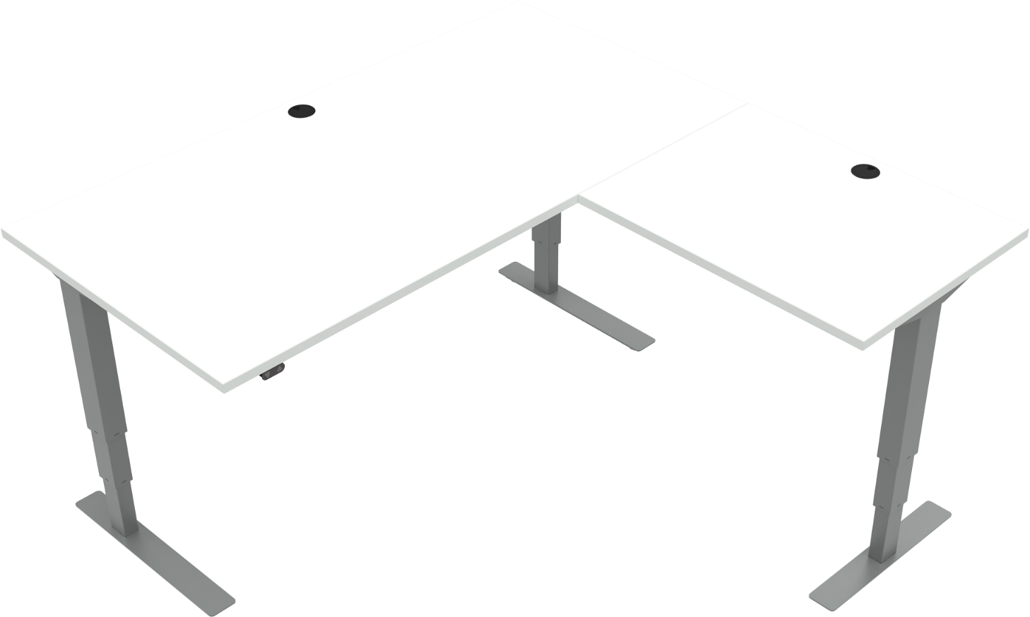 Elektrisk Tre-bens Hæve- Sænkebord Zennord Versastand 501-37 Ergonomisk Firkantet Hvid Sølv 160x160 Cm H57-122