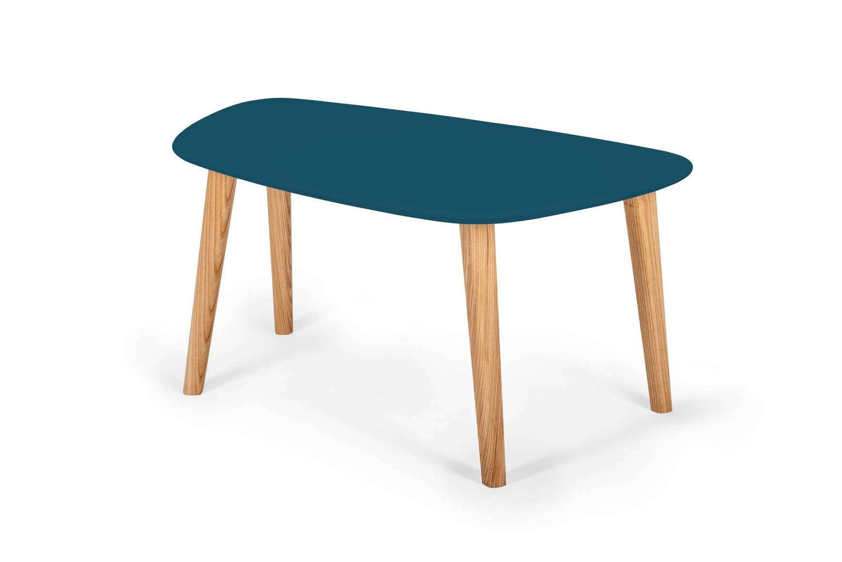 Endocarp Sofabord 80x48x40cm Petrol Blue Asketræ